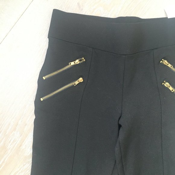 Black Tights with Gold Zipper Detail - Picture 2 of 5